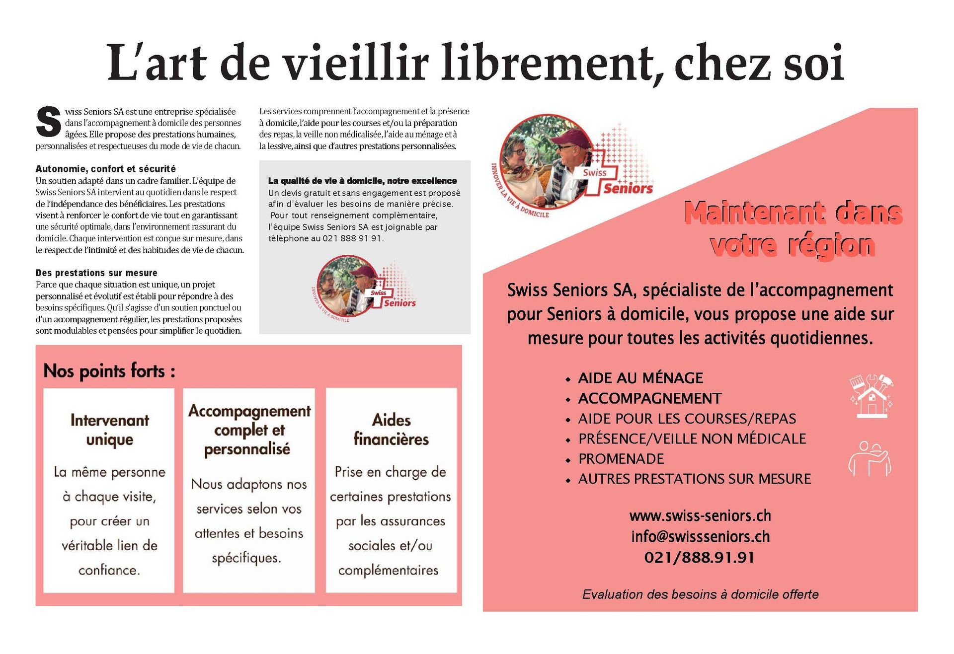 article 24 heures et tribune de genève, seniors, swiss seniors, aide à domicle